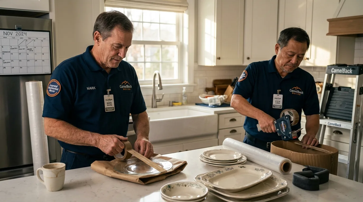 Professional crew packing kitchen dishware in Wooster, OH